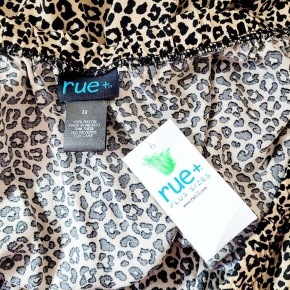 Rayon‎ Animal Leopard Print Tie Front Plus Size Blouse 3X - Picture 7 of 9